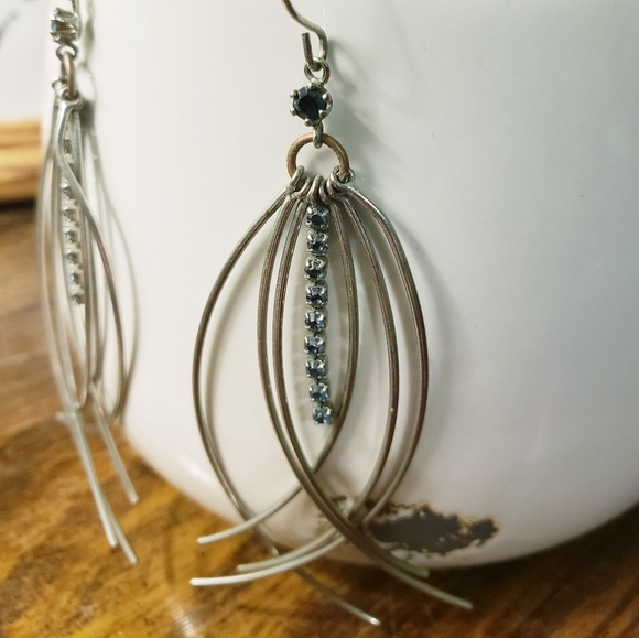 Blue & Silver Dangle Earrings - Picture 3 of 3
